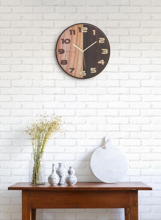 CHRONIKLE Beautiful Analog English Number Brown Round Plastic Case Wall Clock for Home Office Decor Living Room Bedroom (Size: 29.5 x 4 x 29.5 CM | Weight: 450 Gram) - Image 2